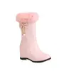 Bota de Cuña Estilo Nuevo Botines Perla Invierno Dulce Mesa de Agua Cuello de Piel Botas con Cadena Botas Interiores de Caramelo Casual Mujer