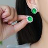 Aretes de Plata 925 con Calcedonia Blanca Hielo Incrustada Nuevos Aretes Chinos Ágata Verde Aretes Simples de Jade Suministro en Vivo
