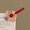 Pinza para el pelo de terciopelo con forma de corazón y perlas, estilo coreano, color block, nuevo modelo otoño e invierno 2026, pinza de pico de pato para frente y laterales