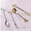 Tenedor de Fruta de Acero Inoxidable Creativo Cuchara de Café Hoja Revuelve Frutas Sab Cuchara de Postre Regalo de Acompañamiento Cuchara Hoja Dorada