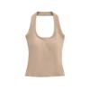 Camisola Halterneck de Estilo Europeo y Americano para Chica Sexy, Diseño Nicho para Mujer, con Almohadilla para el Busto, Slim, Corta, para Fondo, Verano