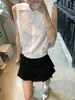 Top de Tricô Leve Multicor com Gola Polo Sem Mangas de Bambu e Linho Relaxante para Tensão Novo Colete de Verão para Mulheres