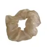 Scrunchie de tule perolado cor de champanhe estilo francês, leve e semitransparente, versátil para o trabalho e encontros, um acessório de cabelo versátil para mulheres