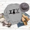 Desejo Outono e Inverno Transfronteiriço Feminino Top Comércio Exterior Europa e América Fofo Alpaca Estampado Casual Gola Redonda Suéter Camisa