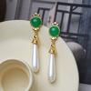 Pendientes medievales para mujer, estilo retro vintage, largos, de perlas de alta gama, diseño de nicho, elegantes pendientes de plata 925.