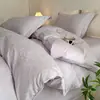 Juego de Ropa de Cama Jacquard de Satén 100% Algodón Cuatro Piezas Funda Nórdica de Algodón Puro Algodón de Fibra Larga Sábana Bajera Tacto de Lujo Ligero Sábana Ajustable Producto 4