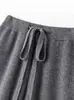 Pantalones de lana 100% australiana de pierna ancha para mujer, ropa exterior de otoño e invierno, pantalones de punto hasta el suelo, de cintura alta, holgados, con caída, pantalones rectos extralargos