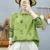 Camisa de manga larga de gasa de algodón de doble capa para mujer, estilo Mori, artística, fresca, estampada, suave, hipoalergénica, transpirable, algodón puro, top holgado
