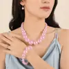 Conjunto de Três Peças Retro Exagerado de Pérolas Artificiais Grandes e Pequenas para Mulheres, Colar, Pulseira e Brincos, Acessórios de Banquete de Alto Padrão
