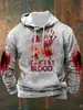 Halloween Transfronteiriço 2025 Nova Roupa Europeia e Americana Outono e Inverno Moletom Solto com Capuz Estampado com Letras 3D para Homem