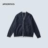 Suéter Masculino APO com Gola V Color Block Jaqueta Cardigan Tricotada Estilo Coreano Solto Preguiçoso Outono Inverno