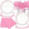 Bestseller transfronterizo: Platos de papel de color sólido con forma especial, servilletas de papel, manteles desechables de encaje amarillo para cumpleaños familiar, artículos para fiestas