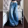 Jeans Sueltos de Estilo Coreano de Cintura Alta para Mujer Primavera 2026 Pantalones Rectos Lavados y Desgastados de Estilo Americano Algodón