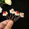 Tocado antiguo Hanfu, horquilla para el pelo con flor de perla, estilo tang, pequeña horquilla en U, horquilla para el pelo, accesorio para el pelo de palacio, accesorios inventados