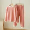 Conjunto de Roupa de Casa Quente de Lã Polar Dupla Face para Crianças, Pijamas para Meninos e Meninas, Roupa de Inverno para Crianças Tamanho Médio e Grande