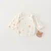 Camisa de Algodão Meia-Costas para Bebê, Classe A, Estação Primavera e Outono, Roupa Unissex para Bebê, Body para Recém-Nascido, Conjunto Sem Costura Estilo Monge