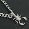 Collar con colgante de escorpión de diamante tridimensional de hip-hop europeo y americano, moderno, punk, para motociclista, cadena cubana