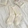 Youjiaxiu Otoño Nuevo Color Sólido Calcetines Gruesos de Punto Rasgados Calcetines Holgados de Moda Doble Aguja Algodón Calcetines de Media Pantorrilla Algodón