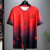 Top Casual Degradado de Manga Corta para Adolescentes y Estudiantes Moda Diaria Tendencia Seda de Hielo Casual Deportivo Manga Corta Estilo Masculino
