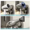 Soporte para secador de pelo color gris plomo, estante para secador de pelo de baño montado en la pared sin taladro