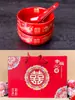 Tazones de Boda de Cerámica para Novios, Tazones y Palillos Festivos de Dragón y Fénix, Cucharas Rojas, Banquete de Boda, Dote de Recién Casados, Tazones y Vajilla de Boda