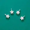 Pingente de Estrela de Cinco Pontas Cravejado com Diamantes Mini 5mm Prata de Lei S925 Pingente de Estrela de Prata Lisa Corda Trançada com Contas DIY Pulseira de Cristal
