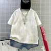 Venda Direta da Fábrica Camiseta Tie-Dye de Verão para Meninos Algodão Sorona Solta Manga Curta Moda Top Bordado para Crianças Mais Velhas