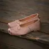 Zapatos de Ballet Satinados Retro Franceses con Lazo para Mujer, Nuevo Estilo Primavera Versátiles de Punta Cuadrada Suela Suave Boca Baja Zapatos Individuales para Uso en Exteriores