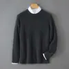Suéter Baicai Rong 2026 Otoño/Invierno Nuevo 100% Lana Pura para Hombre, Cuello Redondo, Hombro Ranglán, Engrosado, Corte Holgado, Capa Base de Punto