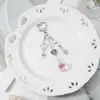 Chaveiro Versátil Casual Preppy Rosa Morango Coração de Prata Estrela Lua Cruz Pingente de Bolsa
