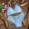 Conjunto de Sujetador para Mujer, Estilo Verano, Transpirable, Amigable con la Piel, Sujetador Estilo Francés, Sin Aro de Acero, Ropa Interior Sexy de Encaje, Conjunto de Dos Piezas