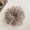 Diadema elástica de organza con estampado de leopardo, Diadema para coleta delicada y esponjosa, Cuerda elástica para el pelo con estampado estilo perezoso