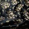 Fundo Preto Flor Rosa Fada Ventilador Draping Tecido Jacquard Preto Brocado de Nylon Tecido para Cheongsam Roupas Han