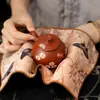 Pano de Chá Longo de Camurça Estilo Dinastias Tang e Song, Acessório para Cerimônia do Chá, Pano Absorvente Doméstico, Tapete de Chá Multiuso com Design Chinês Tradicional