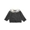 Suéter Tejido Floral Dulce para Bebé Niña para Primavera y Otoño, Elegante Suéter con Cuello de Muñeca de Encaje, Prenda Base para Bebé