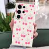 Funda de Teléfono Móvil Transfronteriza con Diseño de Moño de Cereza, Adecuada para S24U, Funda de Teléfono Samsung S25 de Silicona de Alta Gama Mate Amigable con la Piel
