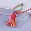 Llavero con Hebilla de Anillo Degradada y Borla Gruesa Corta Estilo Xizang Llavero Tejido a Mano Creativo Colgante de Borla Colorida para Bolso Accesorio