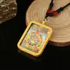 Colar Thangka Joia Decoração Unissex Metal Atacado Tradicional Novo Xizang Dourado Padrão Pintado à Mão de Lado Único