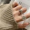 Anel Larga Corrente Knotted Wrap-Around Estilo Coreano e Japonês Dongdaemun para Mulheres, Anel Corrente Aberto Vintage Tendência para o Dedo Indicador