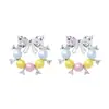 Pendientes de Plata de Ley S925 con Aguja, Dulces, Brillantes, Diamante, Perla, Lazo, Diseño de Moda de Nicho, Elegantes, Lindos, Versátiles