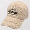 Boné de Baseball de Veludo de Cordeiro Personalizado Exportação Logo Bordado Lavado Chapéu Adulto Casual Versátil Tendência Boné com Aba Boné de Tela