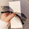 Moda Europea y Americana Marca de Nicho de Tendencia Gafas de Sol Sin Montura con Borde de Rombo Estilo Retro Transfronterizo Lujo Ligero Estilo Literario Gafas de Sol con Protección Solar