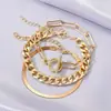 Pulsera Punk de Amor con Forma de Estrella de Venta Caliente Transfronteriza Europea y Americana Set de Apilamiento Multicapa Estilo Hip-Hop Pulsera de Perla Artificial