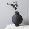 Jarrón de Cerámica Negra con Dibujo de Viento Silencioso Decoraciones Suaves para el Hogar Sala de Estar Flor Seca Arreglo Floral Adornos Florales de Escritorio
