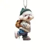 Nuevo colgante de cachorro lindo lindo lindo acrílico llavero de mochila colgante decorativo para espejo retrovisor de coche