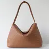 Bolso tote tejido informal de diseño único estilo coreano, bolso de hombro vintage de gran capacidad, bolso de axila para ir al trabajo