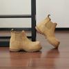 BotinesChelsea Vintage que Aumentan la Altura para Mujer, Novedad de Primavera, Cuero Mate, Caña de Humo, Tacón Grueso, Botines de Tobillo, Botas Martin de Suela Gruesa para Mujer