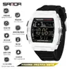 Reloj Despertador de Doble Hora Sanda para Hombres y Mujeres, Reloj Electrónico Unisex Impermeable en Forma de Barril con Temporizador de Cuenta Regresiva y Funciones Multifuncionales