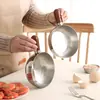 Bol de Acero Inoxidable para Ramen para una Persona Olla Pequeña Bol Batidor de Huevos Mango Desmontable Olla de Ramen para el Hogar Bol para Ensalada Madera de Nogal