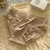 Ropa interior de seda helada "Crema Chica" para mujer, de cintura media, transpirable, ultrafina, sexy, estilo estudiante japonés.